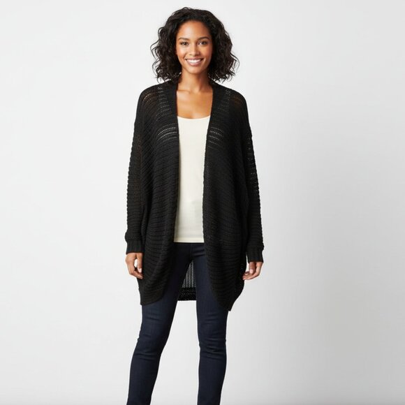 Joe's Jeans Forte Knit Cardigan Sweater Cacoon Oversized Wool Black Size XS - Picture 1 of 14